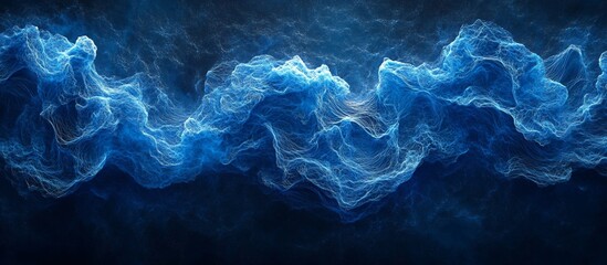 Obraz premium Abstract Blue Waves: A Digital Seascape of Serene Energy