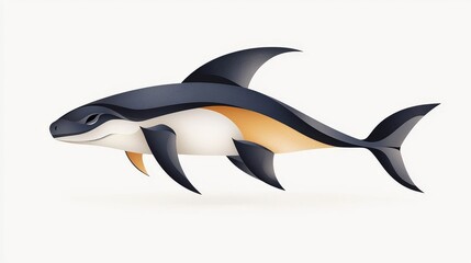 Fototapeta premium Abstract Illustration of a Stylized Fish in Modern Design with Clean Lines and Vivid Colors