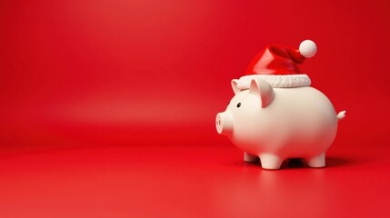 A Festive Piggy Bank in a Santa Hat, Ready for Holiday Savings