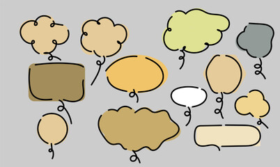 set of speech bubbles, color beige bubble, comics balloon chatter, speak patch