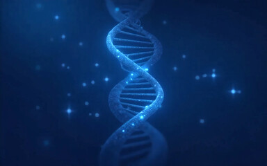 An abstract futuristic background with charts and graphs. Dna Helix with dark blue.
