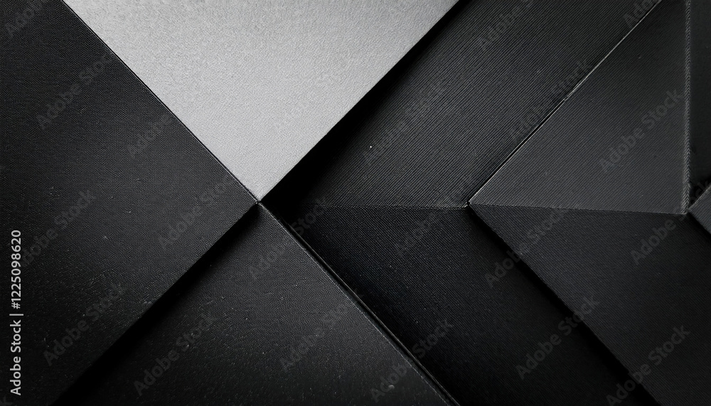 Poster geometric patterns in black, white, and dark gray with contrasting triangles and polygons on an abst