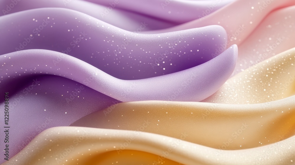 Poster abstract image of pastel colored fabric with a soft, wavy texture and subtle glitter. the colors tra