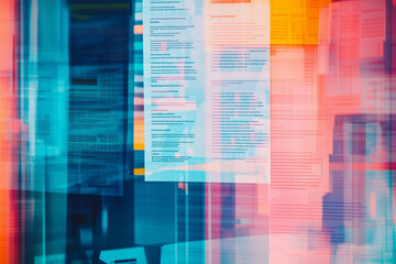 Vibrant abstract collage of resumes showcasing a dynamic approach to job applications and career development in a creative workspace