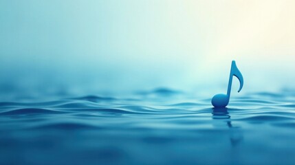 Serene Aqua Melody A Single Musical Note Gently Floats on Calm Water