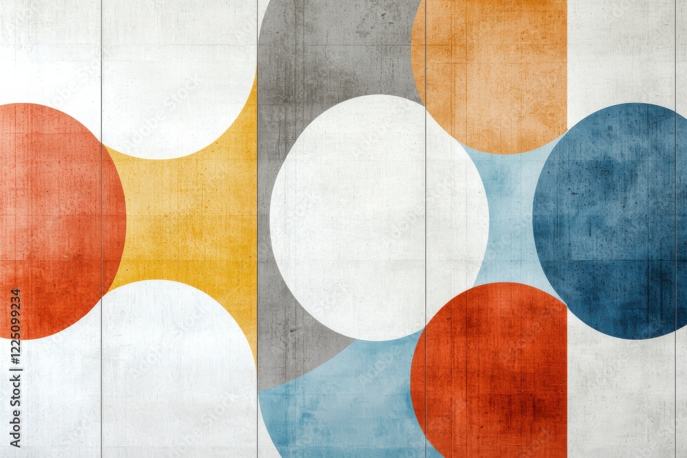 Poster soothing geometric pattern of interlocking shapes in muted pastels promoting balance and harmony mod