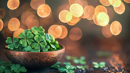A cultural celebration honoring Saint Patrick with religious symbols and shamrocks 
