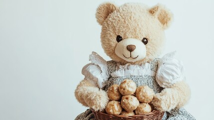 Obraz premium cream colored bear white background