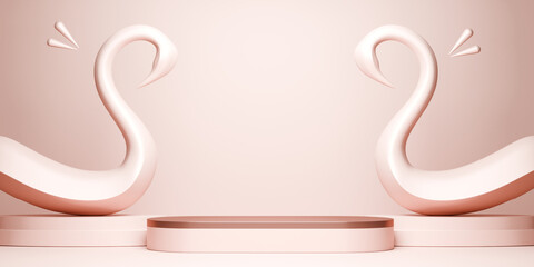 mosha style valentine style stand product podium display with blank backdrops.