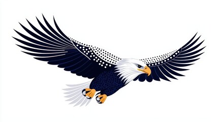 Obraz premium Majestic Eagle in Flight with Detailed Wings and Vibrant Feather Patterns