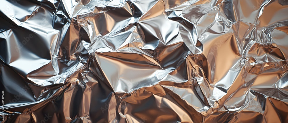 Poster abstract silver foil texture with light and shadow creating a dynamic metallic surface