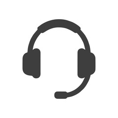 Headset Icon with Microphone for Online Communication
