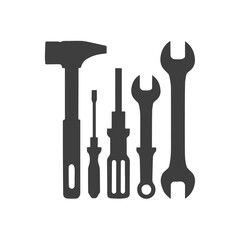 Silhouetted Tool Logo for Industrial Work