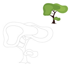 Coloring pages Fitness Tree illustration 