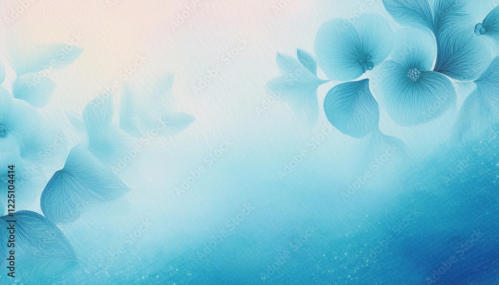Poster delicate blue floral patterns create a serene and calming atmosphere in a light, airy setting