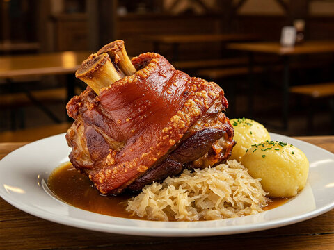 A classic German dish, is a roasted pork knuckle that is slow-cooked to perfection. The meat is tender and juicy, with a crispy skin that is often served with sauerkraut and dumplings.