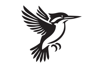 Black Kingfisher Silhouette Perfect for Nature Designs