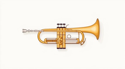 Fototapeta premium Colorful Illustration of a Classic Trumpet on a Clean White Background for Musical Themes