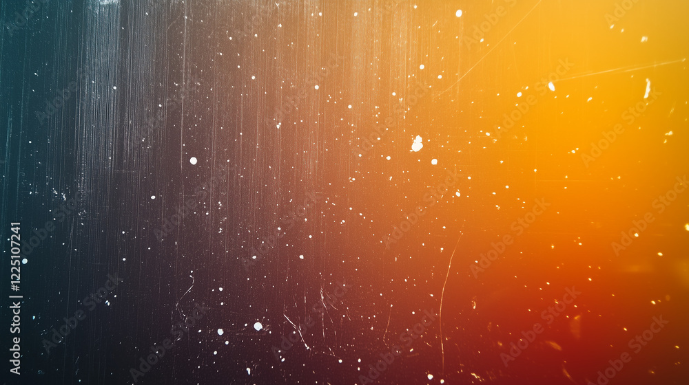 Poster retro-inspired abstract gradient background with dark blue transitioning into warm orange, featuring