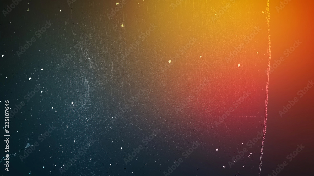 Poster retro-inspired abstract gradient background with dark blue transitioning into warm orange, featuring
