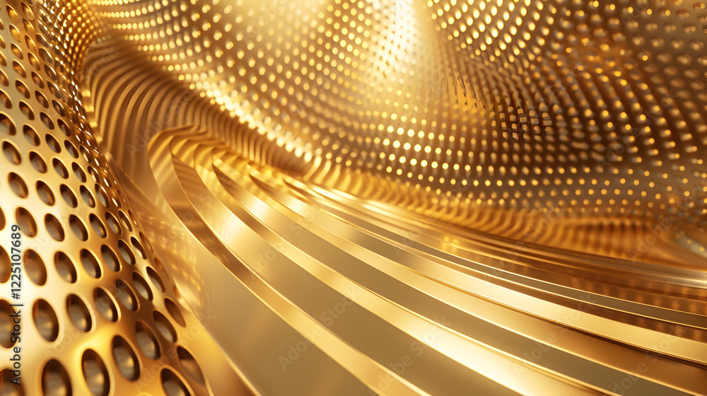 Poster a shimmering abstract design featuring golden textures and patterns.