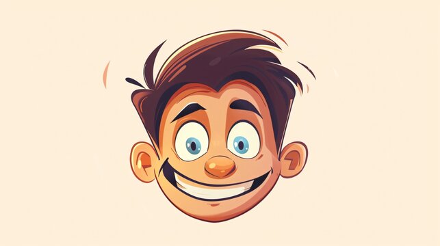 Deceptive Smiling Man Concealing Feelings Cartoon Illustration