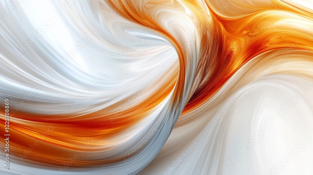Poster abstract swirling artwork in gold and white. the texture is smooth with subtle granular details. col