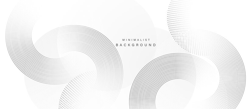 Modern abstract white background with black gradient circular lines