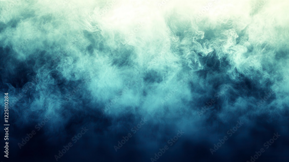 Poster abstract background with teal and dark blue swirling clouds, creating a moody and atmospheric effect