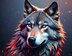 Proud Wolf - painting style portrait