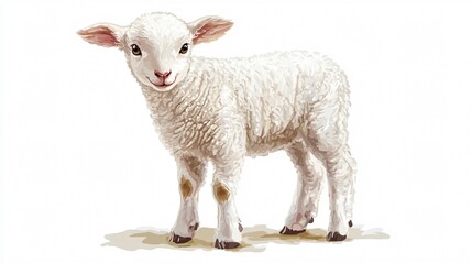 Obraz premium Adorable Lamb Cartoon Vector Illustration for Children's Books and Educational Materials