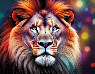 Lion the king - majestic portrait - painting style