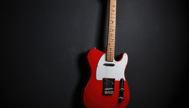 Electric guitar on black background, telecaster guitar