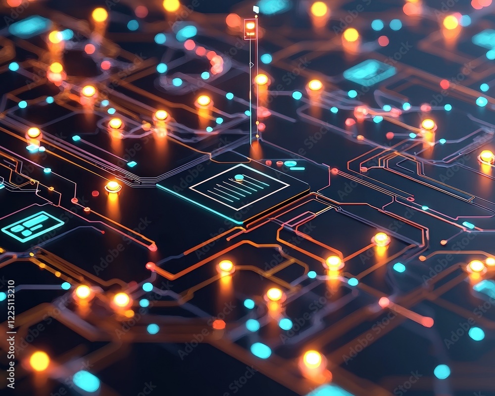 Poster document checklist glowing brightly in a futuristic interface design