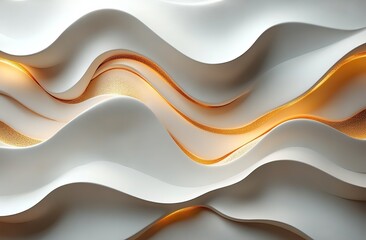 Fototapeta premium Abstract White and Gold Wave Design for Modern Interior
