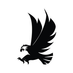 Eagle bird icon. Strong wild eagle vector heraldic emblem with stretched claws. Eagle eagle predator symbol for team mascot shield