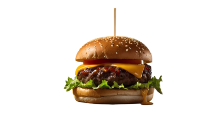 Close-Up of a Juicy Cheeseburger: A Feast for the Eyes and Appetite