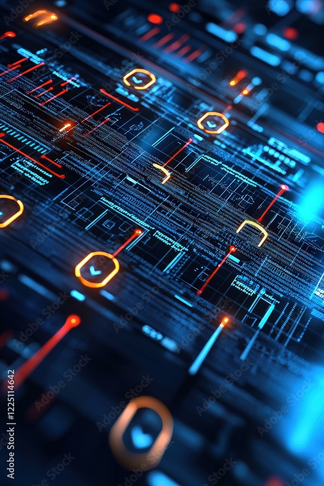 Poster document glowing with data charts and compliance checkmarks