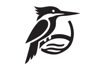 Simple Kingfisher Silhouette Minimalist Black Vector Art
