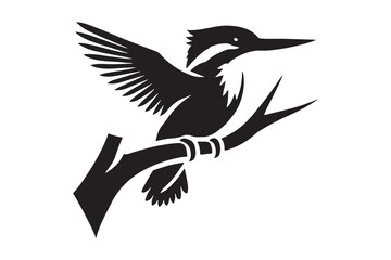 Obraz premium Black Silhouette of Kingfisher Elegant Vector Illustration