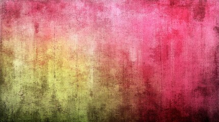 Fototapeta premium Abstract background with pink, red, yellow, and green hues. The texture is grainy and mottled, creating a vintage or aged effect. The colors blend
