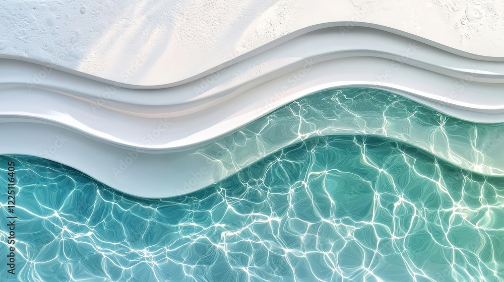Poster Rippling water reflection patterns serene pool abstract art tranquil environment aerial view calming design for digital spaces