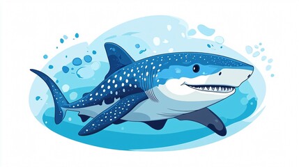 Magnificent Whale Shark Isolated Wide Angle Centered Composition for Oceanic Wildlife Themes Photography