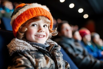 A parent watching their child perform on stage, their face beaming with admiration and pride