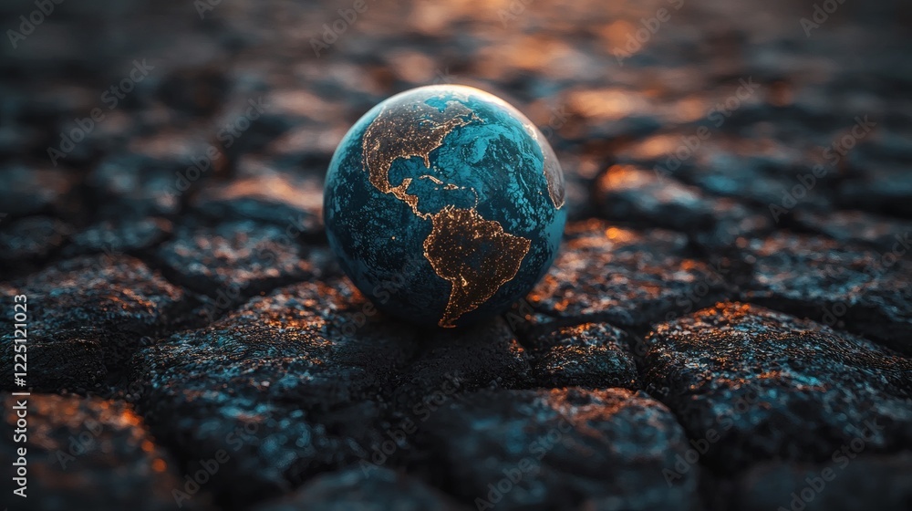 Poster Conceptual representation of media bias in reporting climate change stories Stock Photo with side copy space
