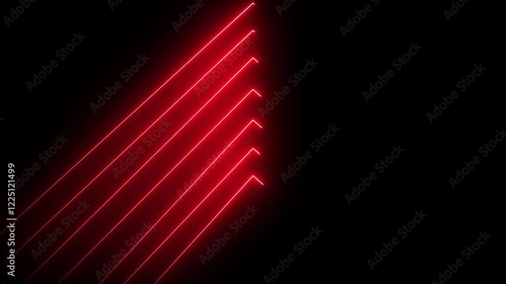 Poster abstract neon glowing red laser line triangle shape loop animation.neon arrows design texture patter