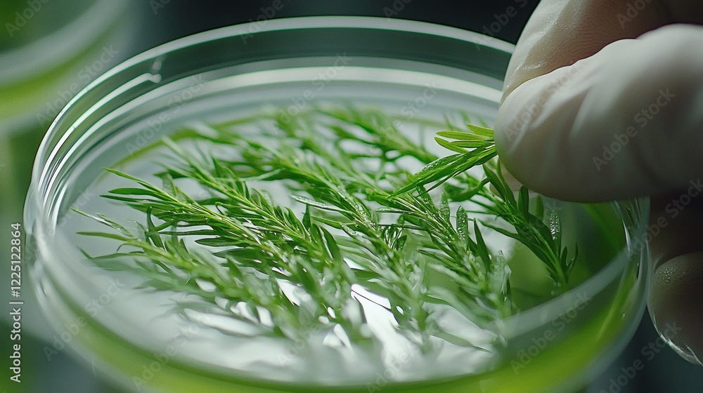 Poster Researchers developing bioenergy solutions in a high-tech laboratory Stock Photo with side copy space