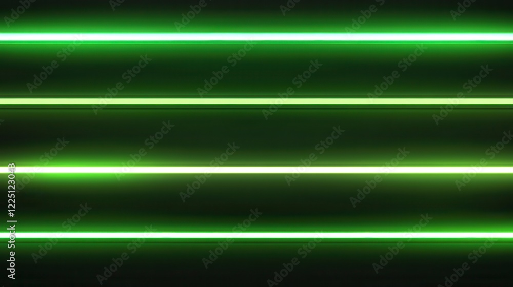 Aufkleber Abstract background with three bright green horizontal glowing lines on a dark green background. The lines vary slightly in brightness and have a