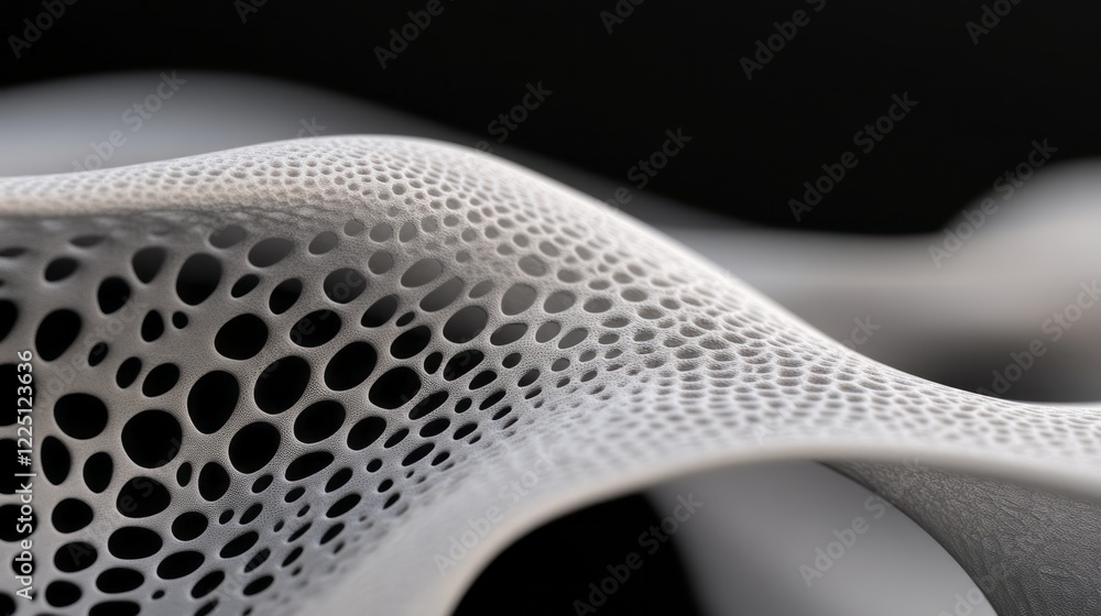 Poster 3d-printed biomorphic architecture, close-up detail of an intricate pattern on a smooth surface, in 