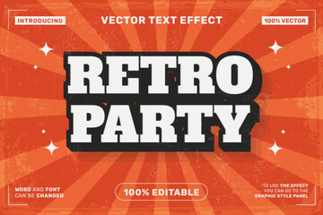 Fototapeta premium Editable text effect Retro Party 3d style premium vector